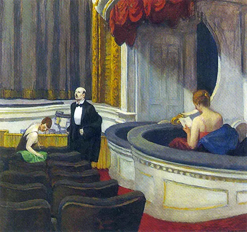 Edward Hopper, Patio de butacas, 2a fila a la derecha (Two on the aisle), 1927