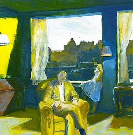 Interior con dos figuras, 1968, Elmer Bischoff