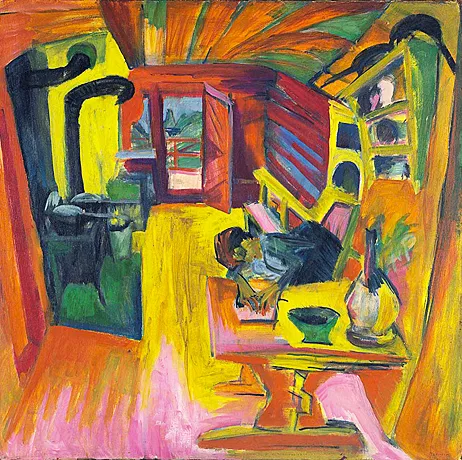 Cocina en los Alpes, 1918, Ernst Ludwig Kirchner