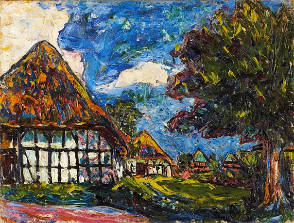 Casas en Fehmarn, 1908, Ernst Ludwig Kirchner