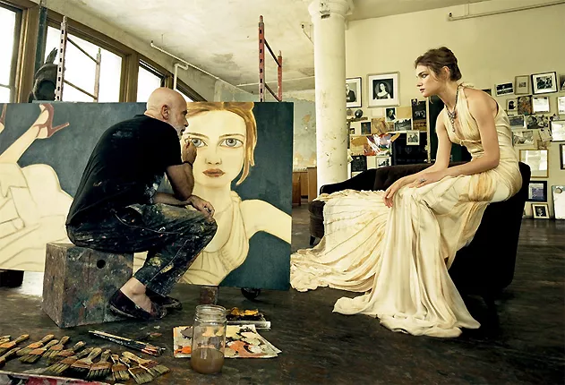 Francesco Clemente dans son atelier. 2008