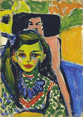 Fränzi delante de una silla tallada, 1910, Ernst Ludwig Kirchner