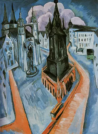 La torre roja de Halle, 1914, Ernst Ludwig Kirchner