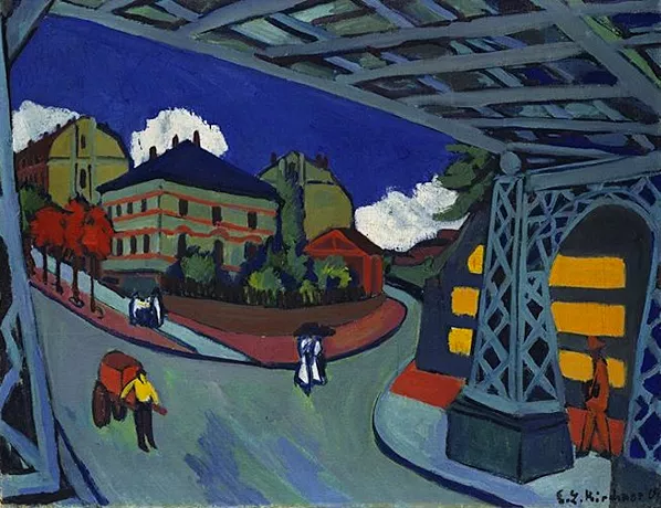 Puente ferroviario en la calle Löbtauer de Dresde, 1910 y 1926, Ernst Ludwig Kirchner