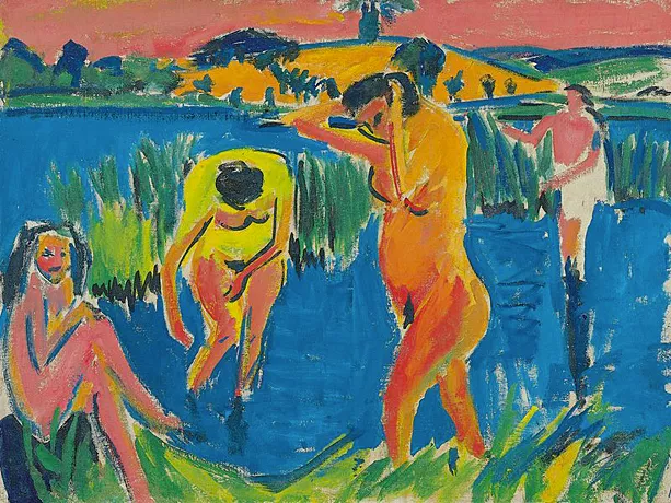 Cuatro bañistas, 1910, Ernst Ludwig Kirchner