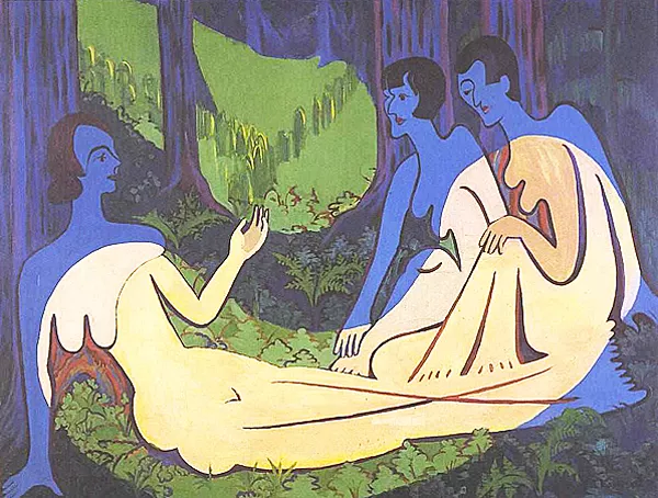 Tres desnudos en el bosque, 1934-1935, Ernst Ludwig Kirchner