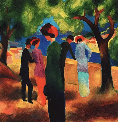 Dama con una chaqueta verde, 1913, August Macke