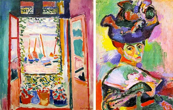 Henri Matisse, La Fenêtre ouverte à Collioure, 1905; Femme au chapeau (Madame Matisse), 1905