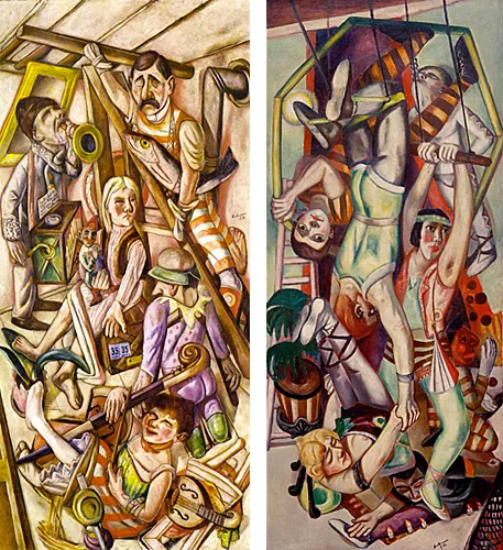 Max Beckmann, Le rêve, 1921 ; Le Trapèze, 1923