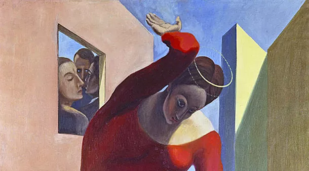 La Virgen María castigando al Niño Jesús, detalle, 1926, Max Ernst