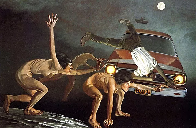 El accidente, ciclo La muerte de Frank O'Hara, 1977-1978, Alfred Leslie, Colección privada.