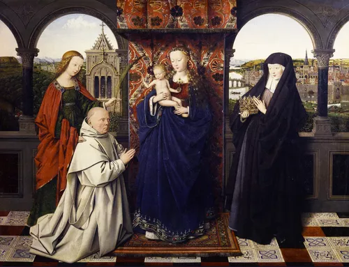 Virgen con santos y un donante cartujo, h. 1441-1443, 
Colaborador de Jan van Eyck