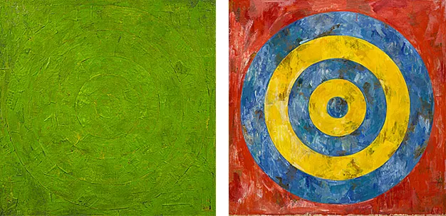 Jasper Johns, Vert cible (Green Target), 1955 ; Target (Cible), 1961