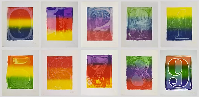 Figuras 0-9 (Color Numeral Series), 1969, Jasper Johns