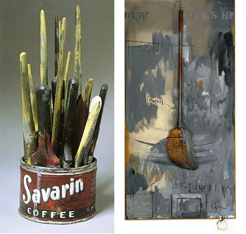Jasper Johns, Painted Bronze (Savarin Can with Brushes), 1960 ; Fool's House, 1962