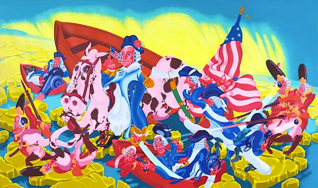 Washington cruzando el Delaware, 1975, Peter Saul, Colección privada.