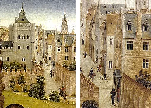 Tríptico de la Natividad, calle flamenca, Rogier van der Weyden