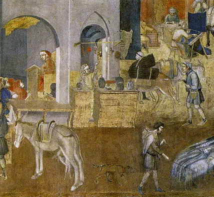 Alegoría del Buen gobierno en la ciudad, 1337-1339, Ambrogio Lorenzetti