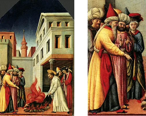El milagro del fuego de san Pedro mártir delante del sultán, Antonio Vivarinin