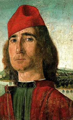 Carpaccio, Retrato de hombre con gorro rojo