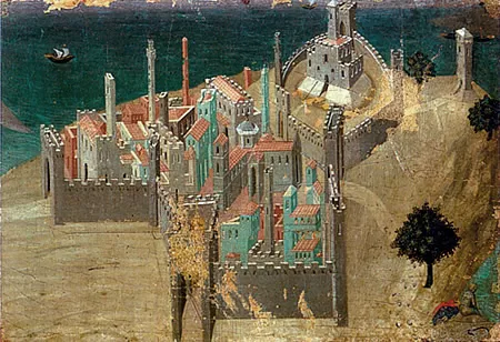 Vue d’une ville près de la mer, peintre anonyme, Sienne, Pinacothèque