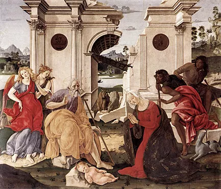 La Nativité avec anges et saints, 1475, Francesco di Giorgio