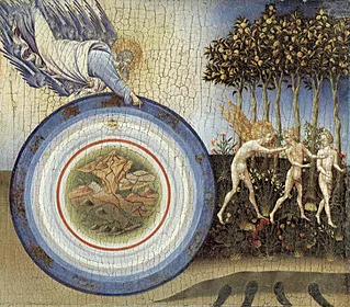La creación y la expulsión del paraíso, 1445, Giovanni di Paolo