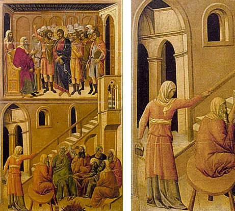 Duccio, Christ devant Caïphe