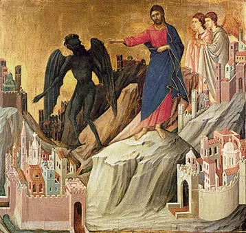 Tentation sur la montagne, prédelle de la Maestà, 1308-1311, Duccio