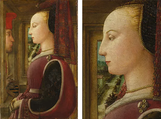 Double portrait et détail, vers 1440, Filippo Lippi