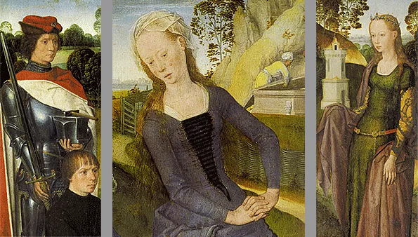 Triptyque de la Déploration, détails, Hans Memling