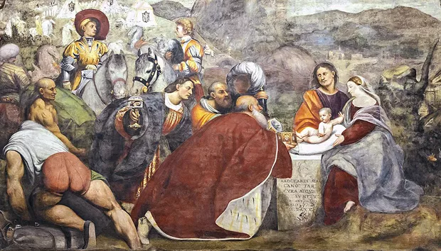 Adoration des Mages, 1520, fresque, Il Pordenone