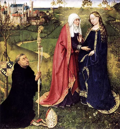 La Visitación (panel del retablo de Saint-Vaast), 1434-1435, Jacques Daret