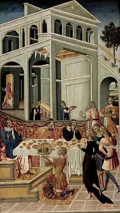 La cabeza de Juan el Bautista llevada ante Herodes, Giovanni di Paolo