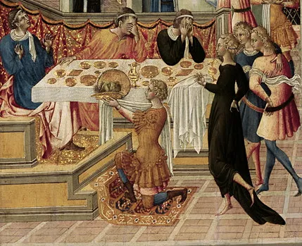 La tête de saint Jean-Baptiste portée devant Hérode, Giovanni di Paolo