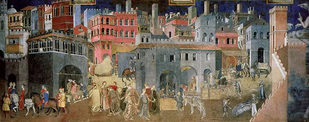 Efectos del Buen Gobierno en la ciudad, 1337-1339, Ambrogio Lorenzetti