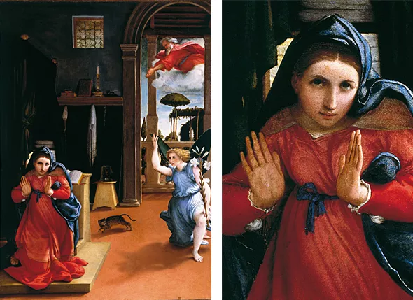 Anunciación, h. 1527, Lorenzo Lotto