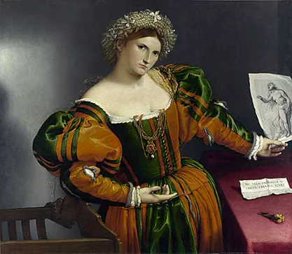 Lucrezia Valier como Lucrecia, h. 1533, Lorenzo Lotto