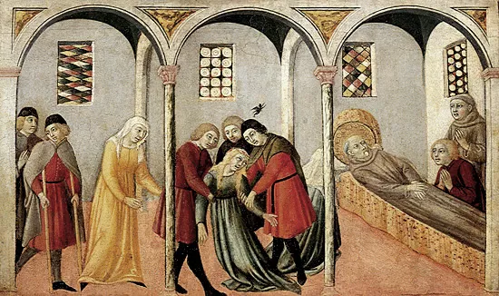 Milagro de la mujer paralítica, 1470, Sano di Pietro, Siena