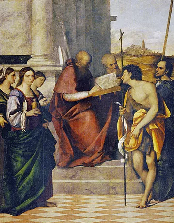 Saint Jean Chrysostome et six saints, 1508-1510, Sebastiano del Piombo 