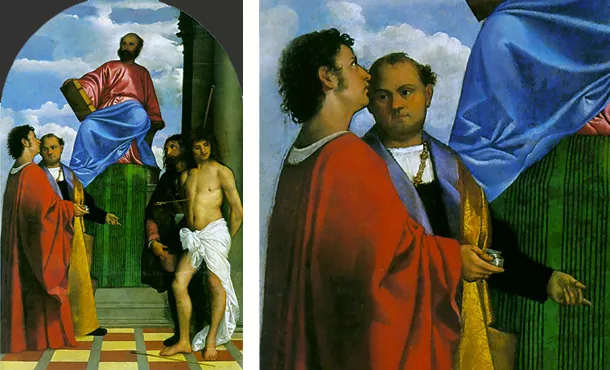 Saint Marc avec les saints Damien, Côme, Roch et Sébastien, 1510, Titien