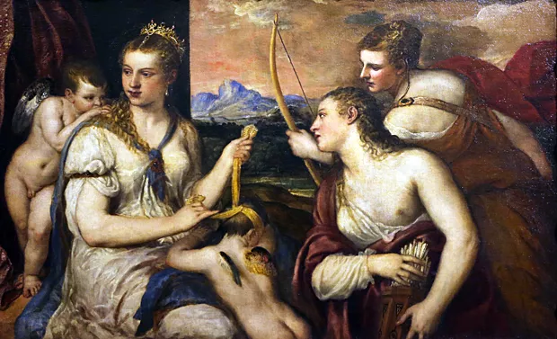 Venus vendando los ojos del Amor, 1565, Tiziano