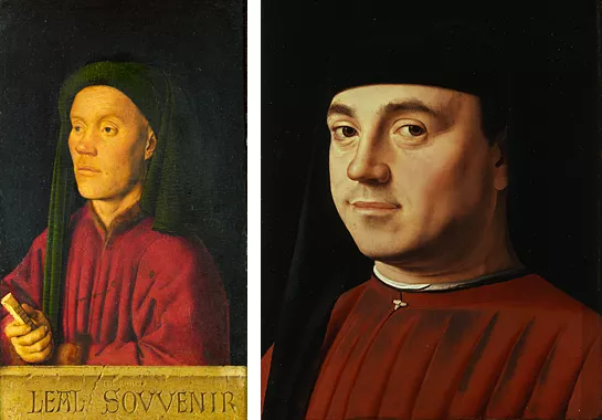 Retrato de un hombre, Jan van Eyck; Retrato de un hombre, Antonello da Messina