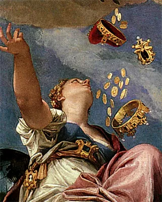 Juno derramando sus dones sobre Venecia, detalle, 1554-1556, Veronese