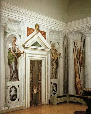 Salle à croisillons, trompe l'oeil, Villa Maser, Véronèse