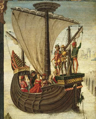 Los Argonautas abandonan la Cólquida, h. 1480, Ercole de' Roberti, Madrid, Thyssen
