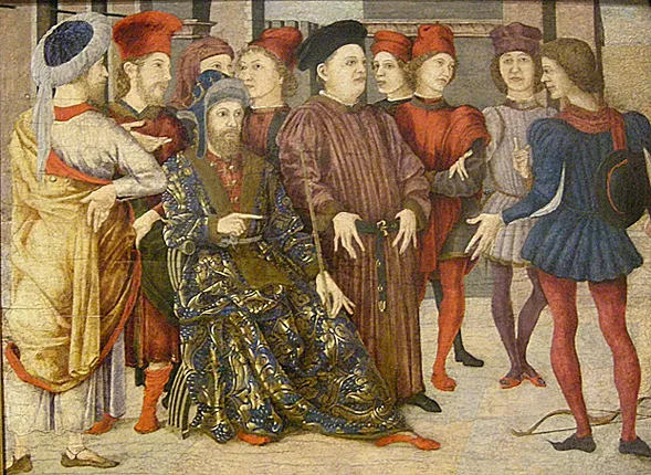 Episodio de la vida de Salomon?, 1462, Marco Zoppo, fragmento de cassone (Los Angeles County Museum of Art)