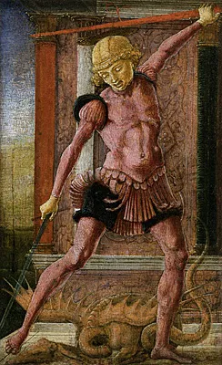 San Jorge y el dragón, 1460, Cosimo Tura, Venecia, Colección Cini