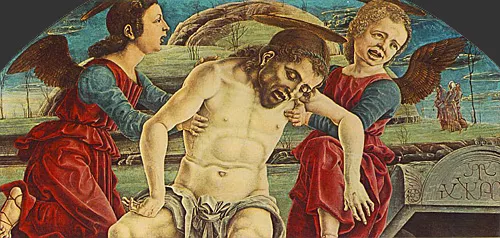 Cristo muerto sostenido por dos ángeles, 1474, Cosmè Tura
