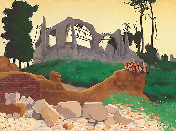 La iglesia de Souain en silueta, 1917, Félix Vallotton